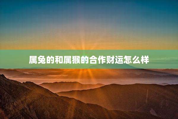 属兔的和属猴的合作财运怎么样