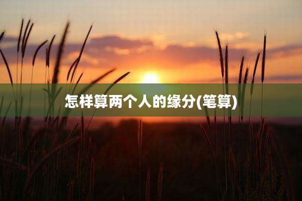 怎样算两个人的缘分(笔算)