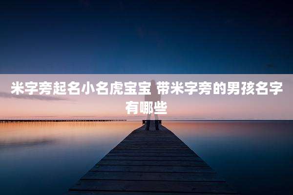 米字旁起名小名虎宝宝 带米字旁的男孩名字有哪些