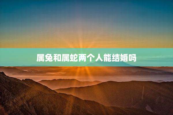 属兔和属蛇两个人能结婚吗