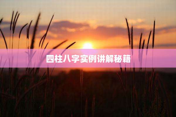 四柱八字实例讲解秘籍