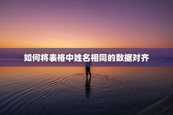 如何将表格中姓名相同的数据对齐