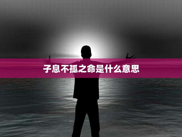 子息不孤之命是什么意思