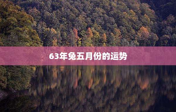 63年兔五月份的运势