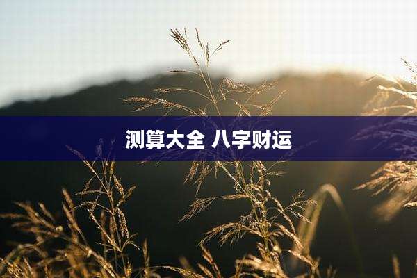 测算大全 八字财运