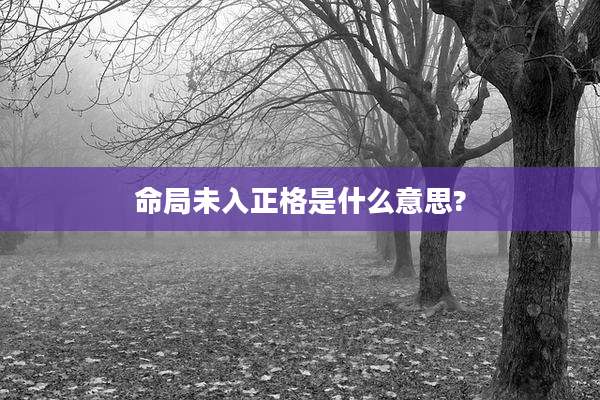 命局未入正格是什么意思?