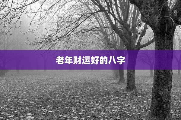 老年财运好的八字