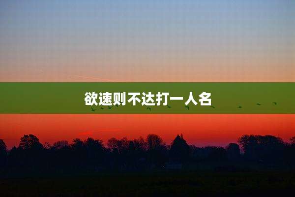 欲速则不达打一人名