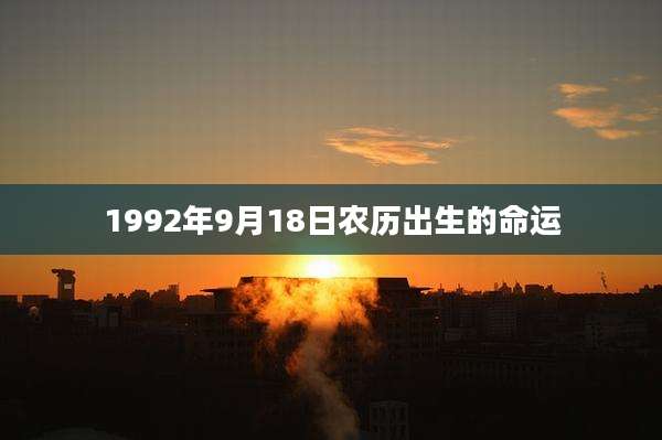 1992年9月18日农历出生的命运