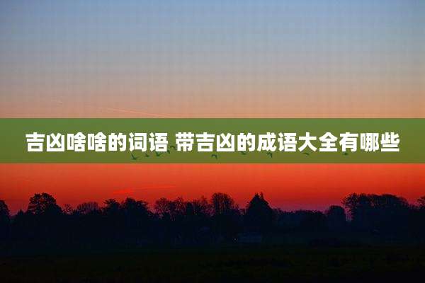 吉凶啥啥的词语 带吉凶的成语大全有哪些