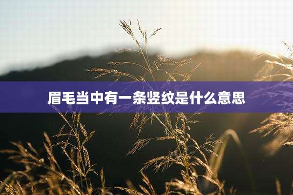 眉毛当中有一条竖纹是什么意思