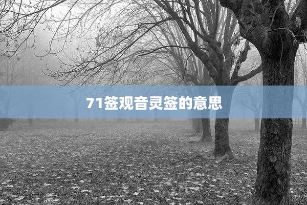 71签观音灵签的意思
