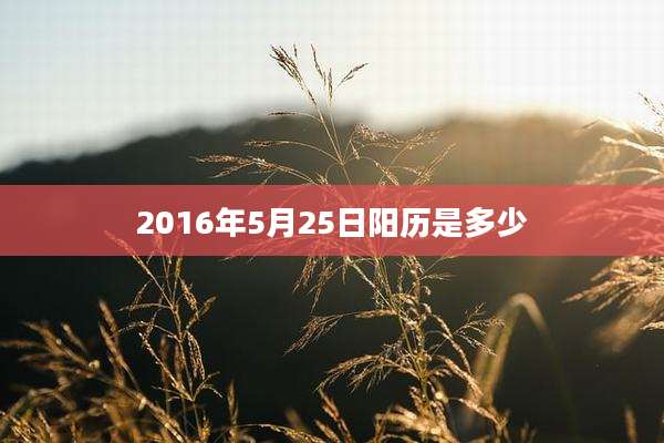 2016年5月25日阳历是多少