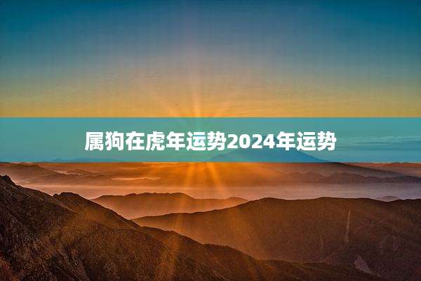 属狗在虎年运势2024年运势