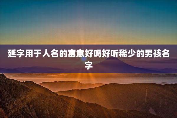 延字用于人名的寓意好吗好听稀少的男孩名字