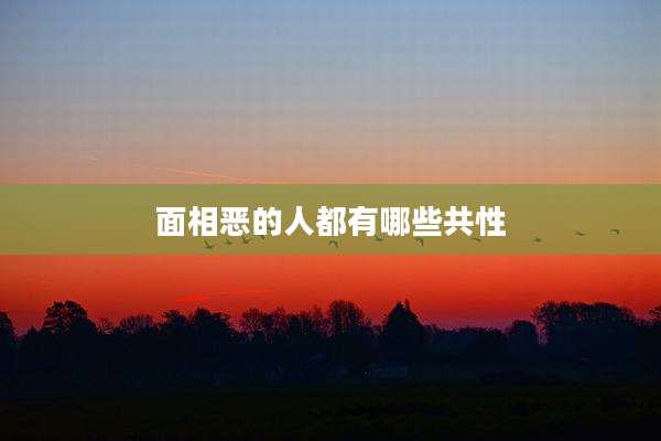 面相恶的人都有哪些共性