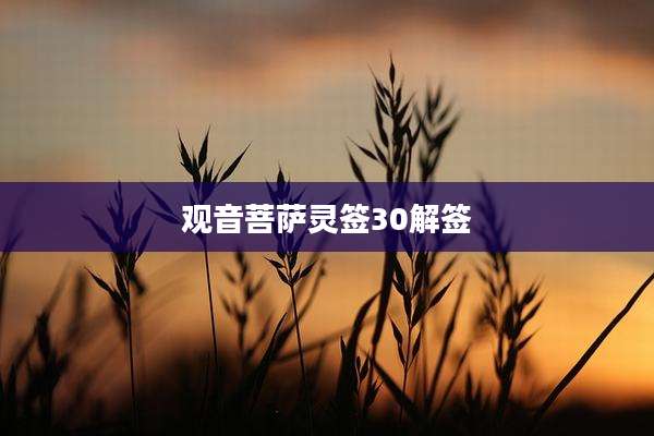 观音菩萨灵签30解签