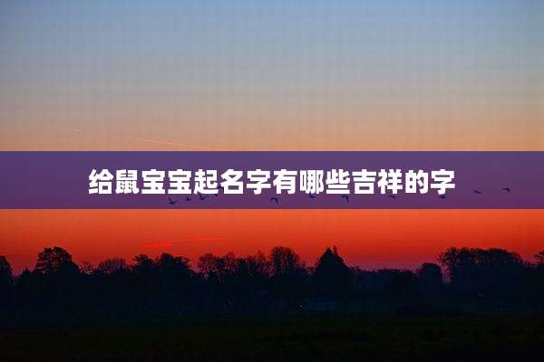 给鼠宝宝起名字有哪些吉祥的字