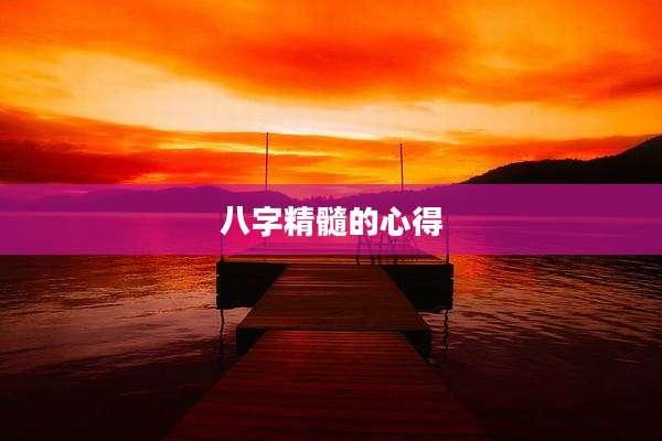 八字精髓的心得