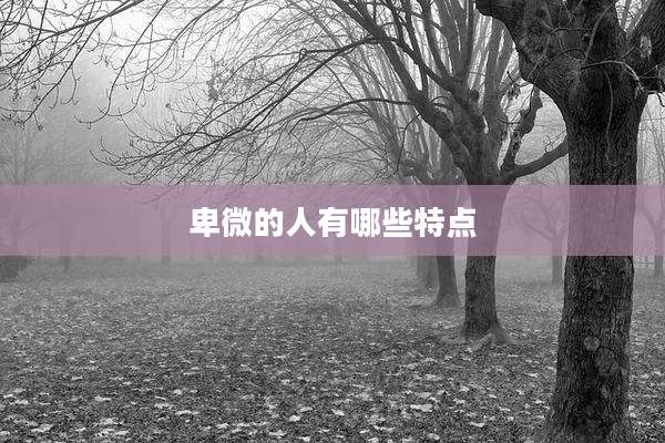 卑微的人有哪些特点