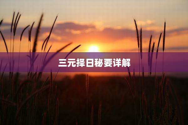 三元择日秘要详解
