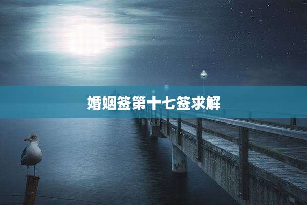 婚姻签第十七签求解