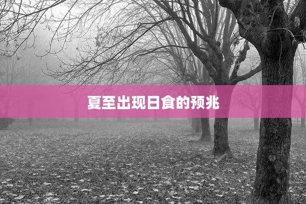 夏至出现日食的预兆