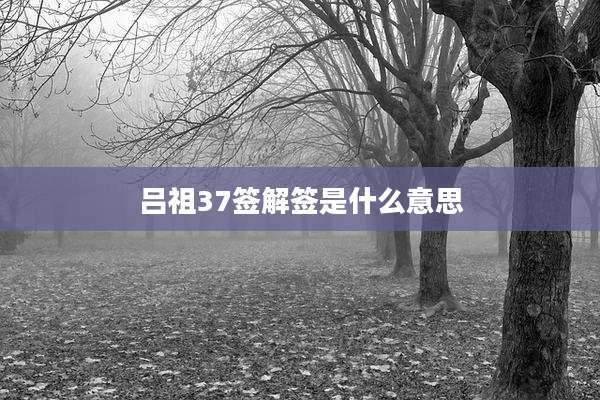 吕祖37签解签是什么意思