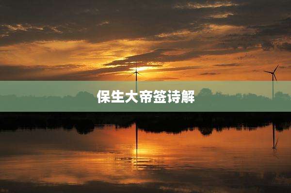 保生大帝签诗解