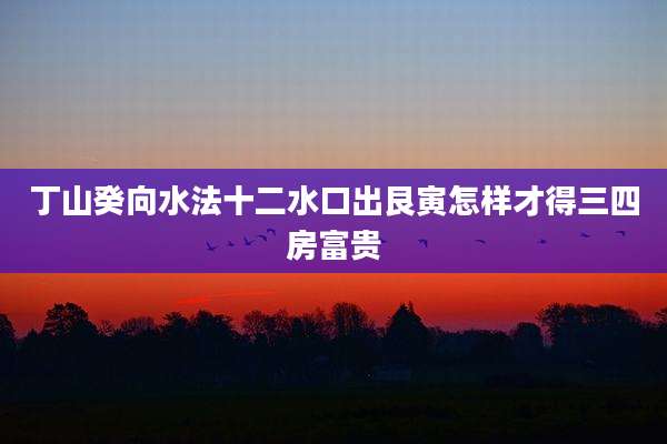 丁山癸向水法十二水口出艮寅怎样才得三四房富贵