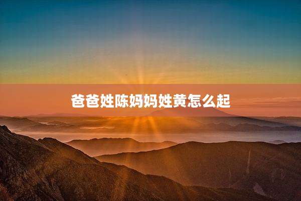 爸爸姓陈妈妈姓黄怎么起