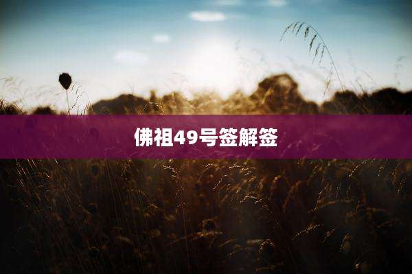 佛祖49号签解签