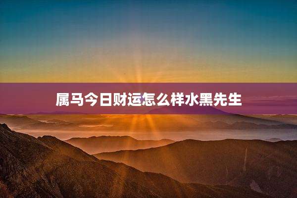 属马今日财运怎么样水黑先生