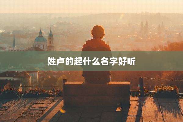 姓卢的起什么名字好听