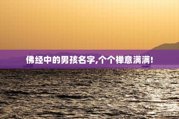 佛经中的男孩名字,个个禅意满满!