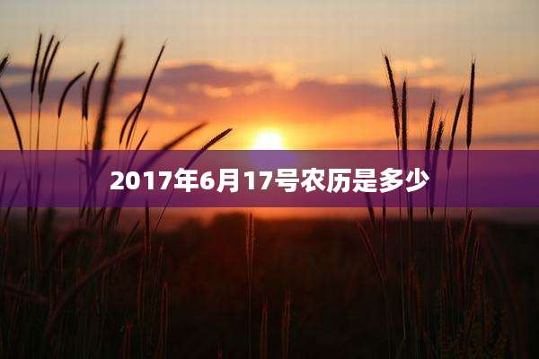 2017年6月17号农历是多少