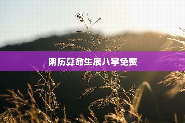 阴历算命生辰八字免费