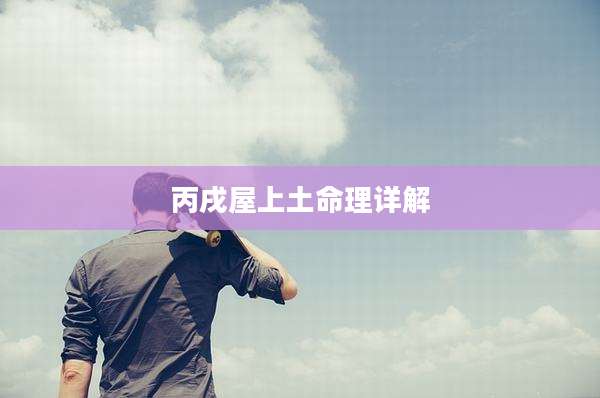 丙戌屋上土命理详解