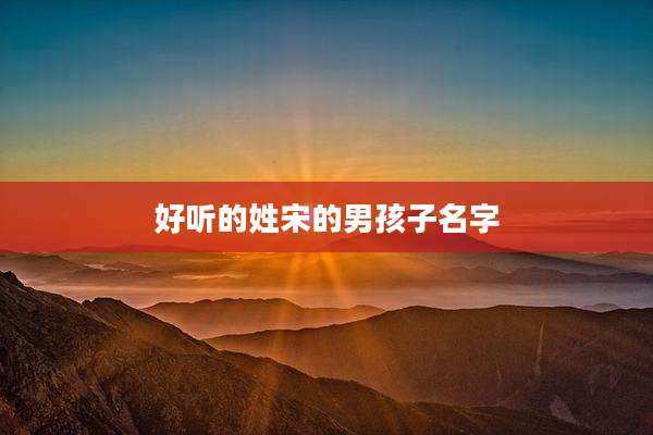 好听的姓宋的男孩子名字