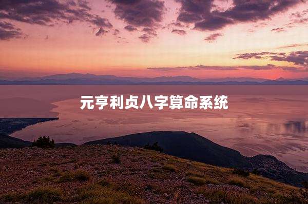元亨利贞八字算命系统