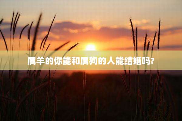 属羊的你能和属狗的人能结婚吗?