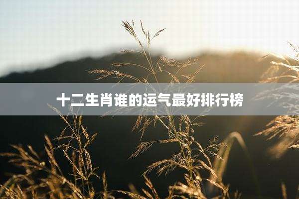 十二生肖谁的运气最好排行榜