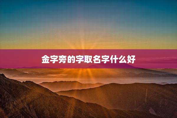 金字旁的字取名字什么好