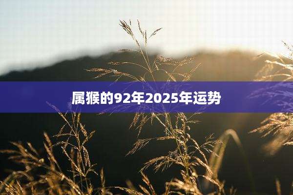 属猴的92年2025年运势