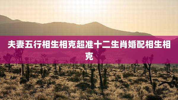 夫妻五行相生相克超准十二生肖婚配相生相克