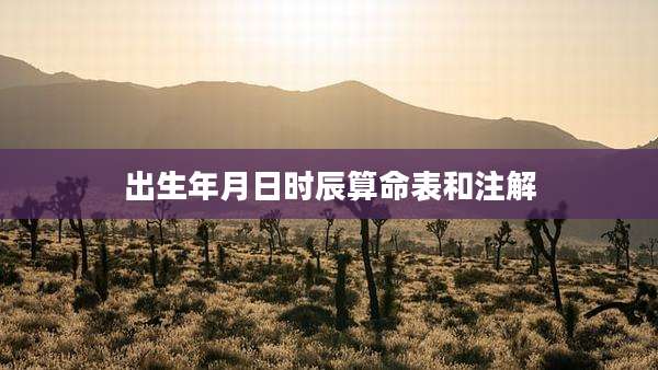 出生年月日时辰算命表和注解