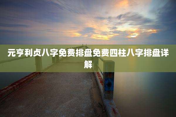 元亨利贞八字免费排盘免费四柱八字排盘详解