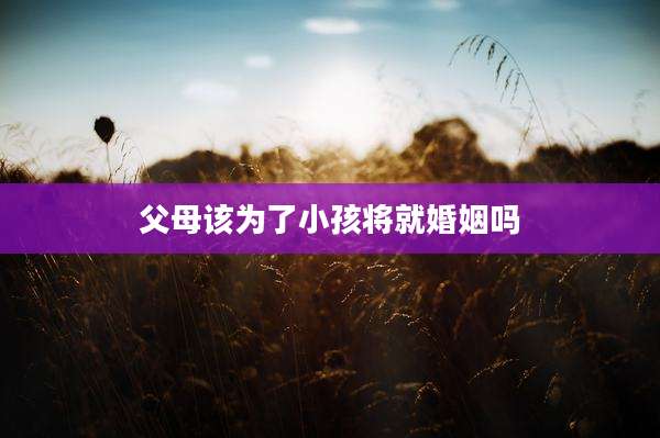 父母该为了小孩将就婚姻吗