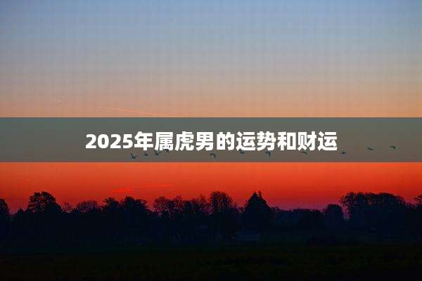 2025年属虎男的运势和财运