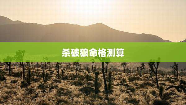 杀破狼命格测算